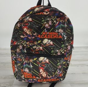 My Hero Academia Canvas Backpack Zip Up Pocket Adjustable Shoulder Straps